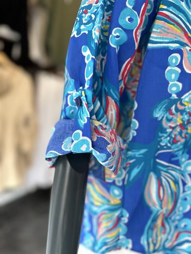 Sax Desenli Hakim Yaka Pamuklu Vual Gömlek