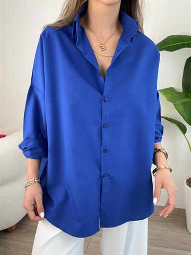 Sax Mavi Oversize Gömlek