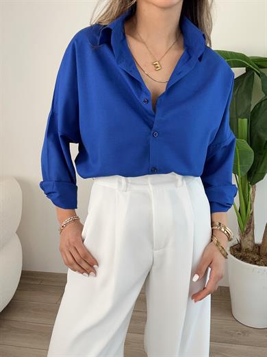 Sax Mavi Oversize Gömlek