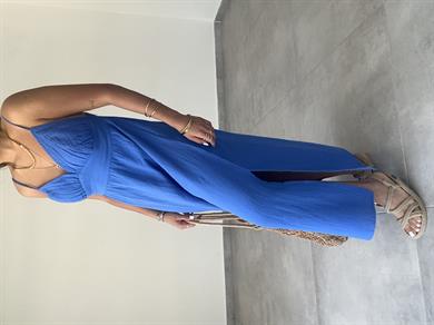 Sax Müslin Askılı Sırt Açık Elbise