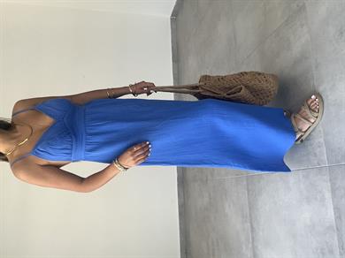 Sax Müslin Askılı Sırt Açık Elbise