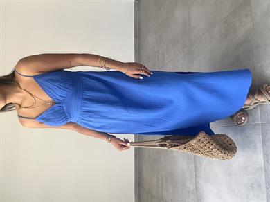 Sax Müslin Askılı Sırt Açık Elbise