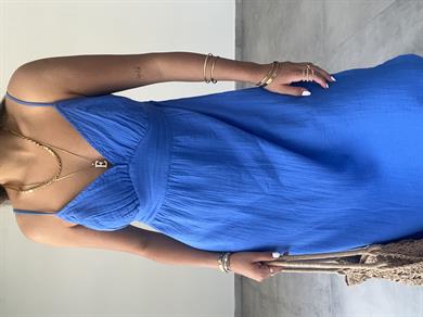 Sax Müslin Askılı Sırt Açık Elbise