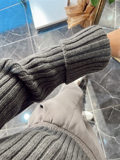 Selanik Örgü Balıkçı Yaka Antrasit Triko