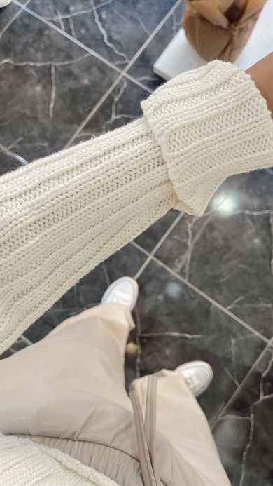 Selanik Salaş Ham Ekru Triko Kazak