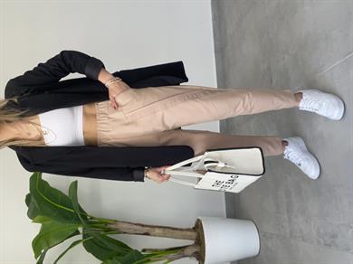 Şerit Detaylı Pantolon Kalıbında Camel Eşofman