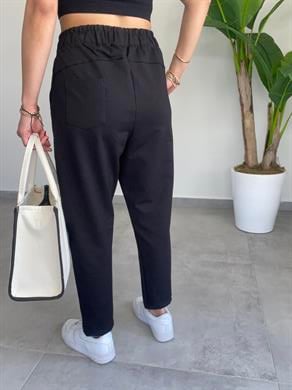 Şerit Detaylı Pantolon Kalıbında Siyah Eşofman