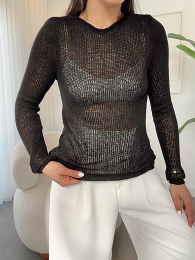 Siyah Ajurlu Triko Kazak