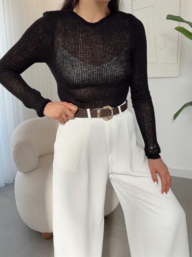 Siyah Ajurlu Triko Kazak