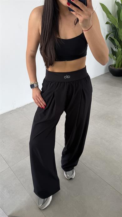 Siyah Ao Kalın Kemer Pantolon