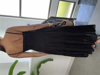 Siyah Asimetrik Gipeli Elbise