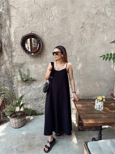 Siyah Ayarlanabilir Askı Elbise