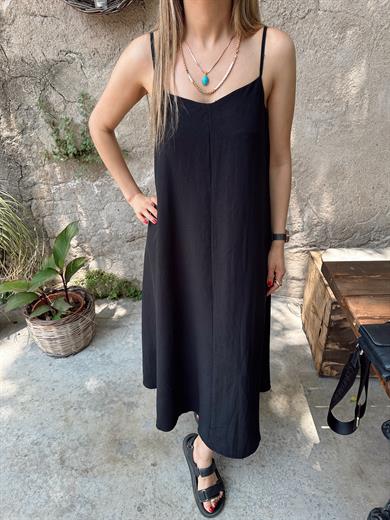 Siyah Ayarlanabilir Askı Elbise