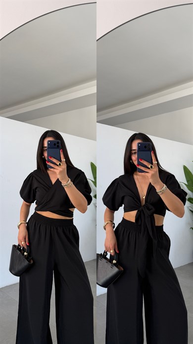 Siyah Aymila Bluz Pantolon Takım