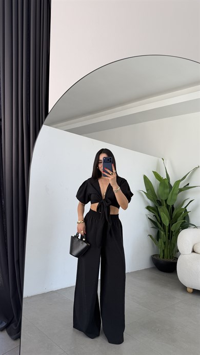 Siyah Aymila Bluz Pantolon Takım