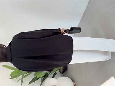 Siyah Ayrobin Cepli Oversize Gömlek