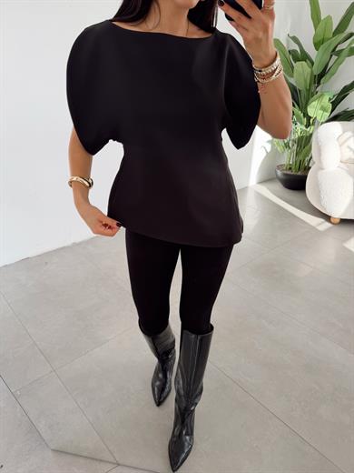 Siyah Balon Kol Bluz