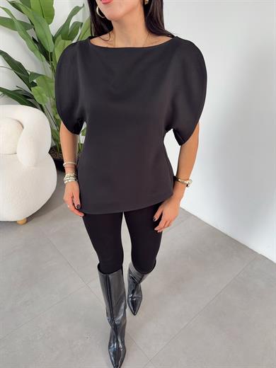 Siyah Balon Kol Bluz