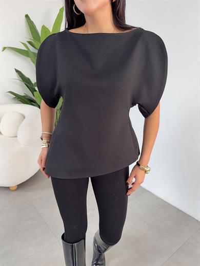 Siyah Balon Kol Bluz