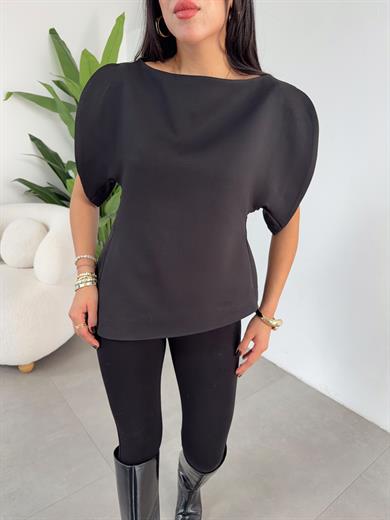 Siyah Balon Kol Bluz