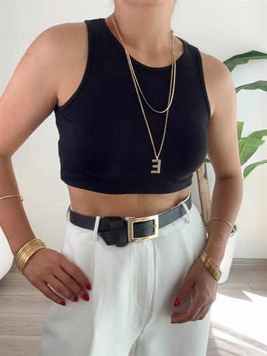 Siyah Basic Kolsuz Bluz