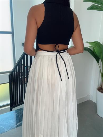 Siyah Belden Bağlamalı Gömlek