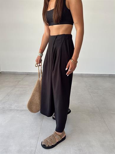 Siyah Beli Lastkli Pareo Pantolon