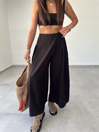 Siyah Beli Lastkli Pareo Pantolon