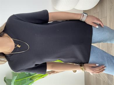 Siyah Bisiklet Yaka Basic Tişört