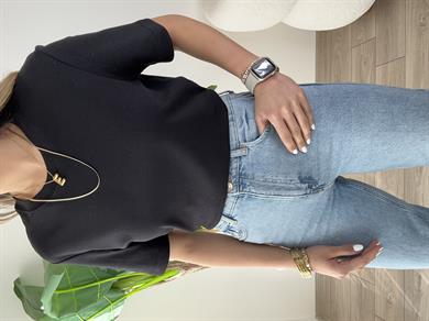 Siyah Bisiklet Yaka Basic Tişört