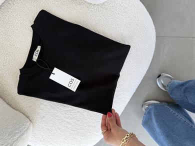 Siyah Bisiklet Yaka Cs T-Shirt