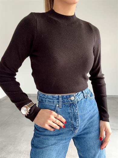 Siyah Bisiklet Yaka Yumoş Triko Kazak