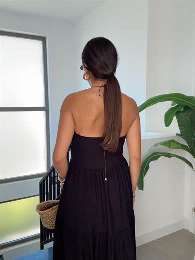 Siyah Büzgü Detay Salaş Elbise