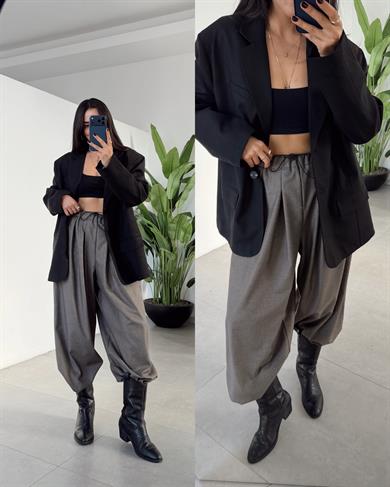 Siyah Çift Düğmeli Poliviskon Ceket