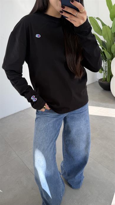 Siyah Çift Kollu Tişört