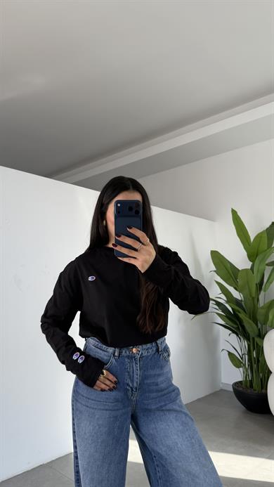 Siyah Çift Kollu Tişört