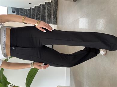 Siyah Çimalı Palazzo Pantolon