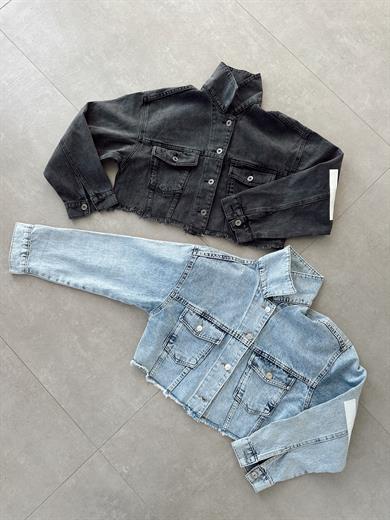 Siyah Crop Denim Ceket