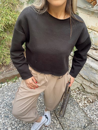 Siyah Crop Sweat