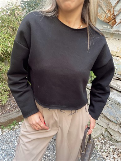Siyah Crop Sweat