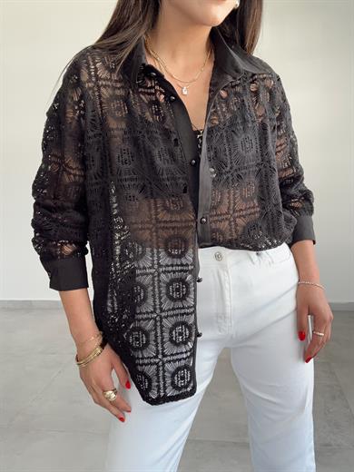Siyah Dantel Gömlek