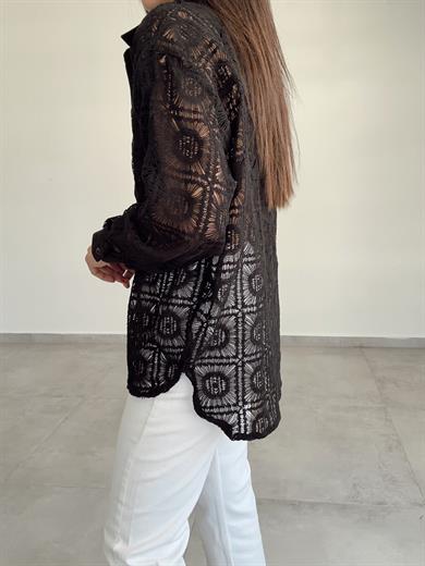 Siyah Dantel Gömlek