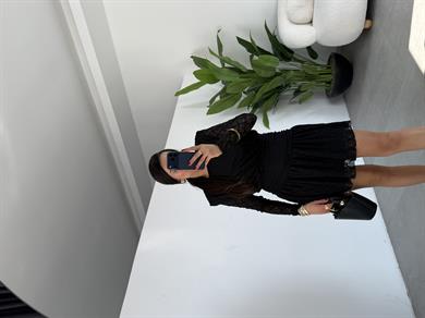 Siyah Dantelli Astarlı Elbise