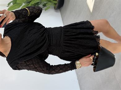 Siyah Dantelli Astarlı Elbise