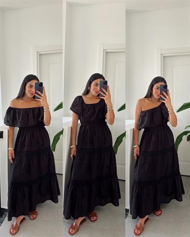 Siyah Dantelli Elbise