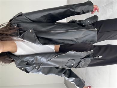 Siyah Deri Oversize Ceket