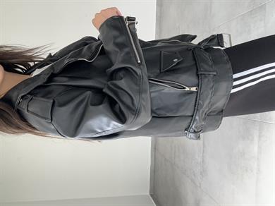 Siyah Deri Oversize Ceket