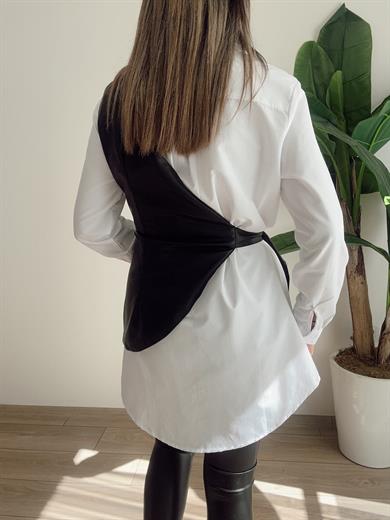 Siyah Deri Tasarım Yelek