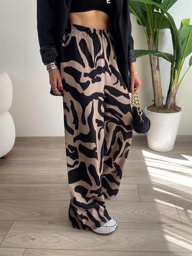 Siyah Desenli Salaş Pantolon