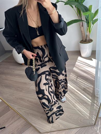 Siyah Desenli Salaş Pantolon